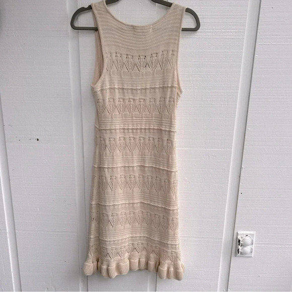 Lucky Brand Boho Chic Crochet Knit Tank Dress w/ Slip Lining / Sand Dollar / Med - Picture 2 of 7